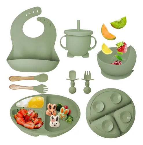 Set de Alimentación para Bebé | Silicón Grado Alimenticio | 8 Piezas