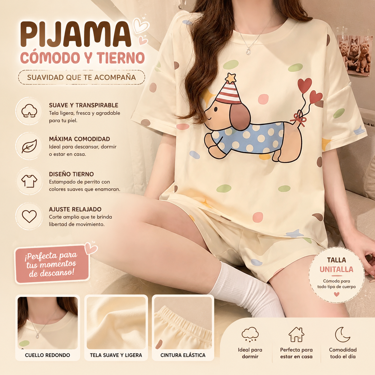 Pijama diseño Cute para Adolescente | 2 Piezas
