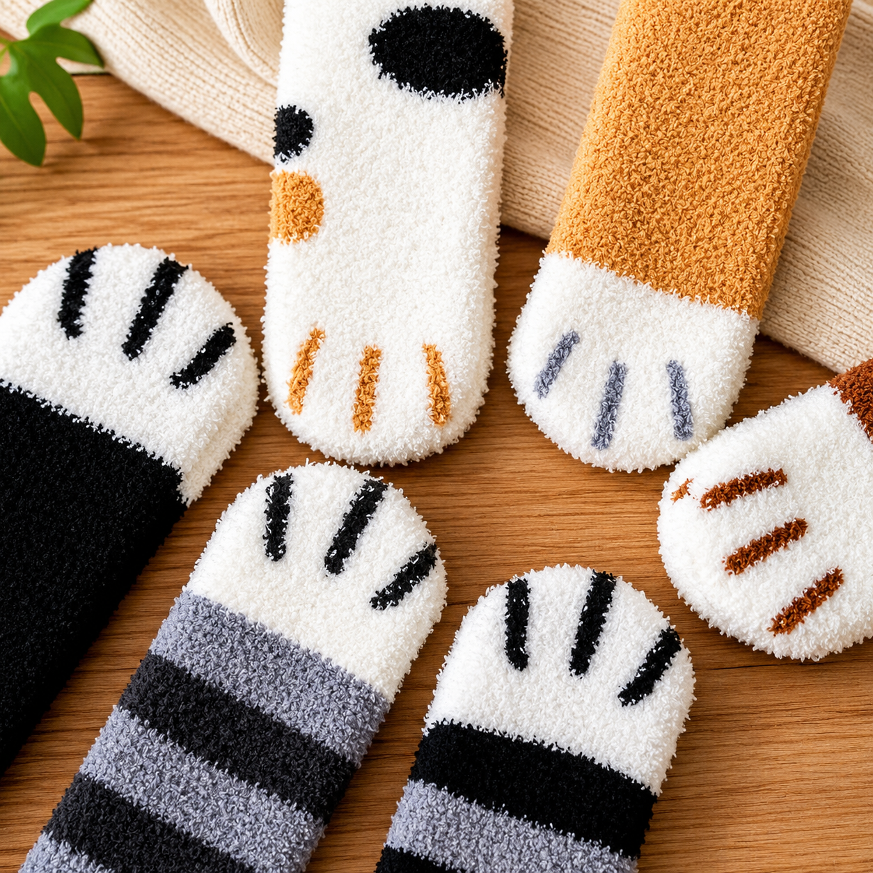 Calcetas Afelpadas | Diseño Huella de Gato