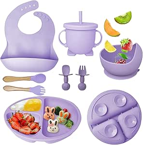 Set de Alimentación para Bebé | Silicón Grado Alimenticio | 8 Piezas