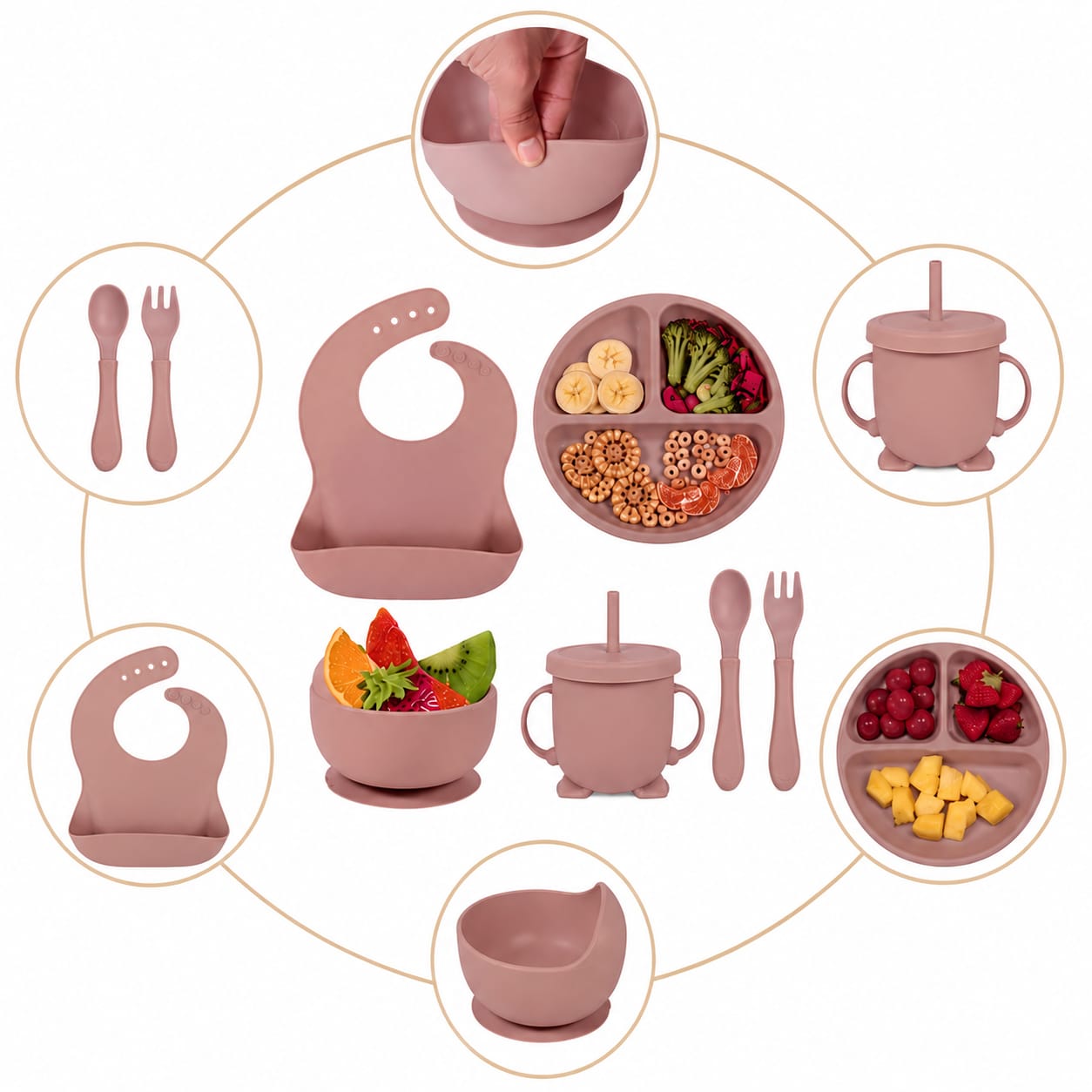 Set de Alimentación para Bebé | Silicón Grado Alimenticio | 5 Piezas