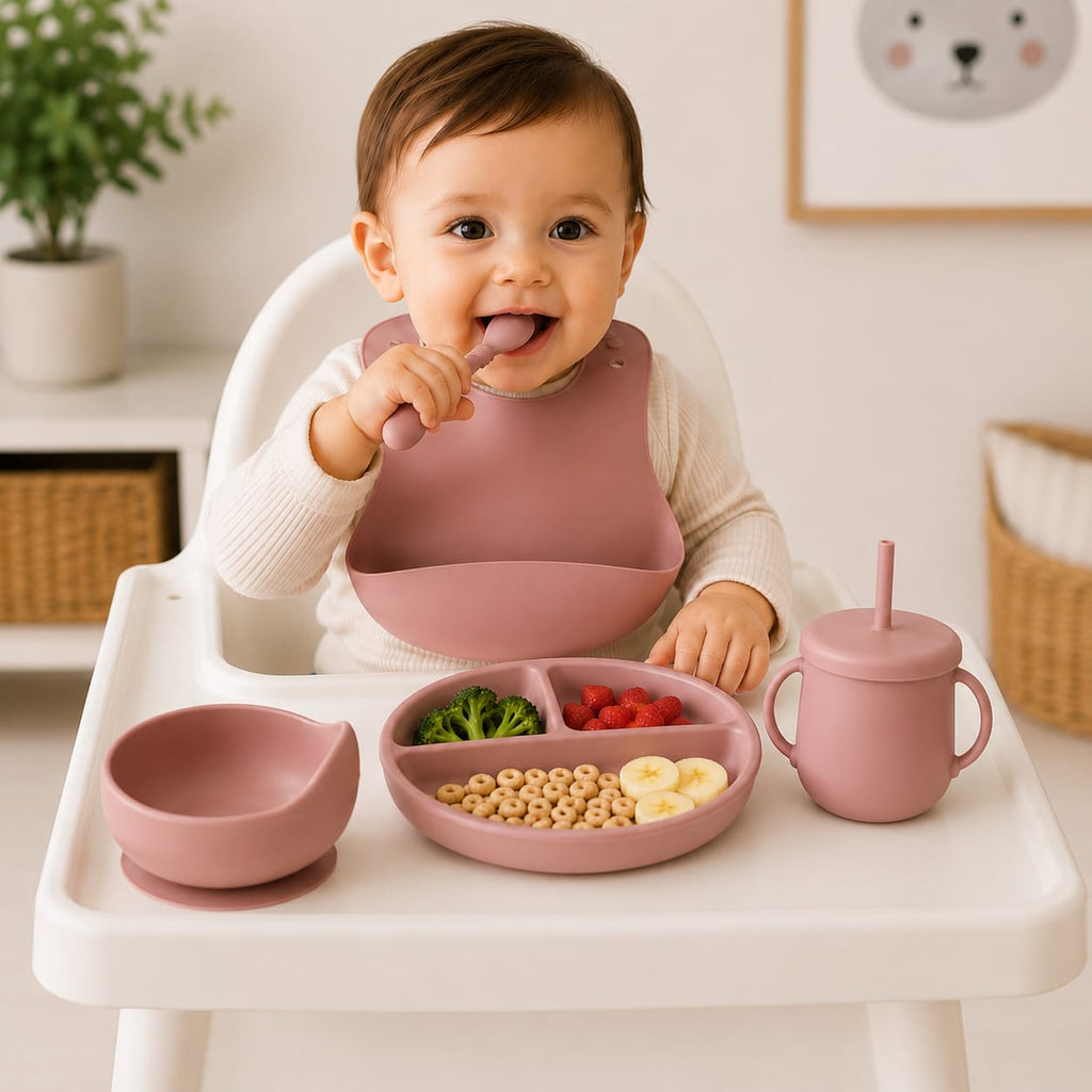 Set de Alimentación para Bebé | Silicón Grado Alimenticio | 5 Piezas
