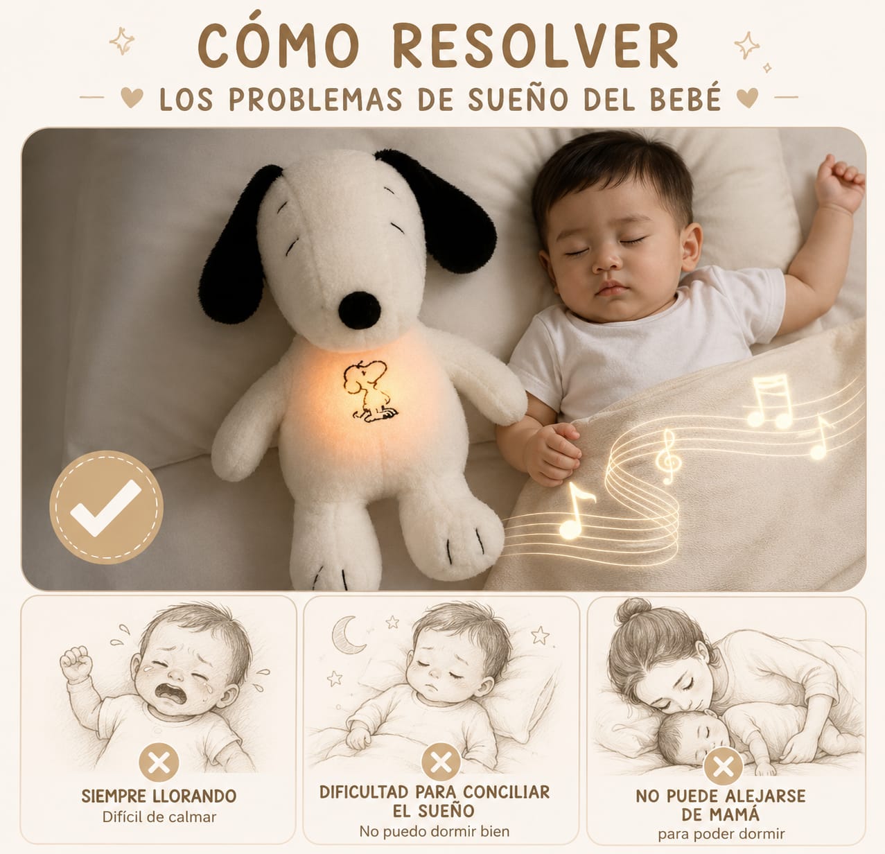 Peluche Snoopy para Bebé | Respiración Guiada