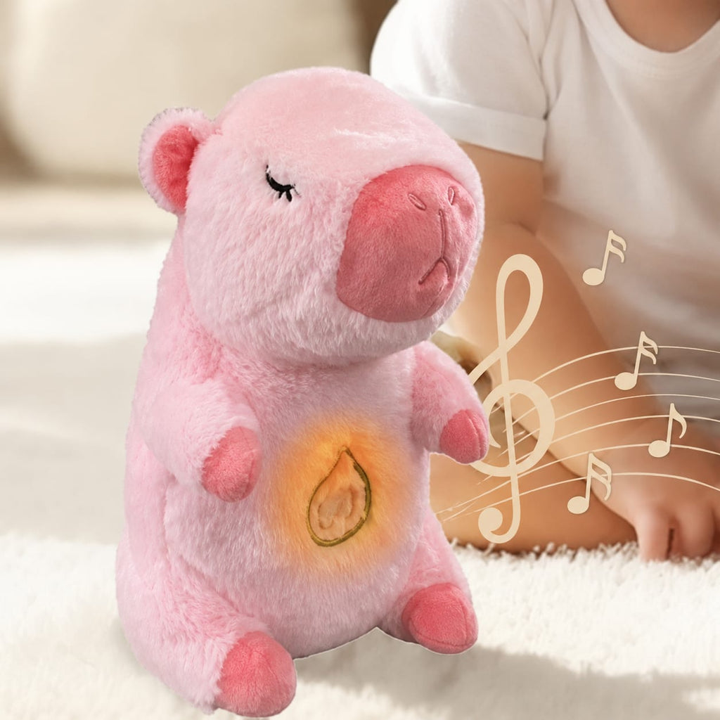 Peluche Capibara Rosa | Luz Calmante y Música