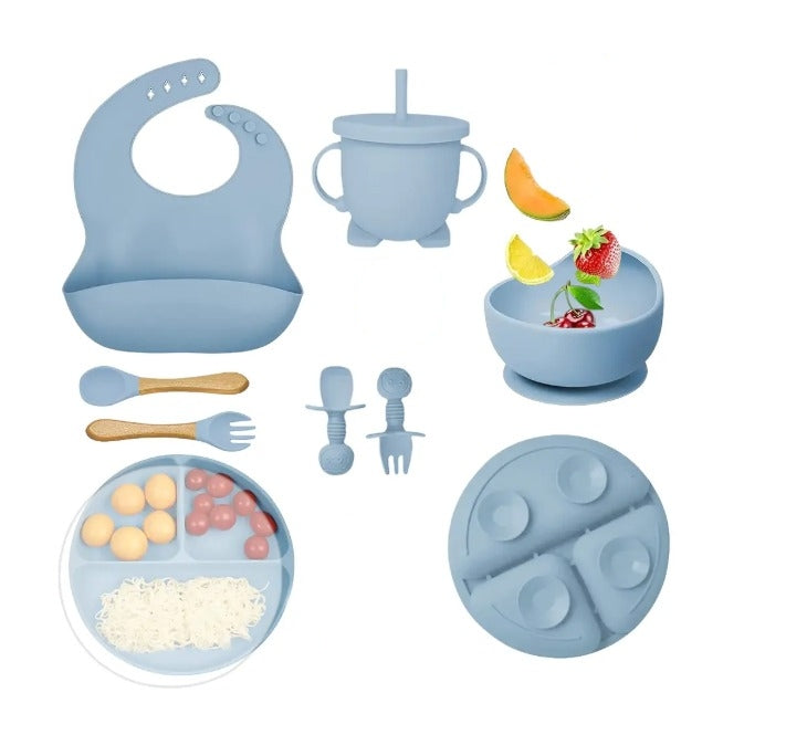 Set de Alimentación para Bebé | Silicón Grado Alimenticio | 8 Piezas