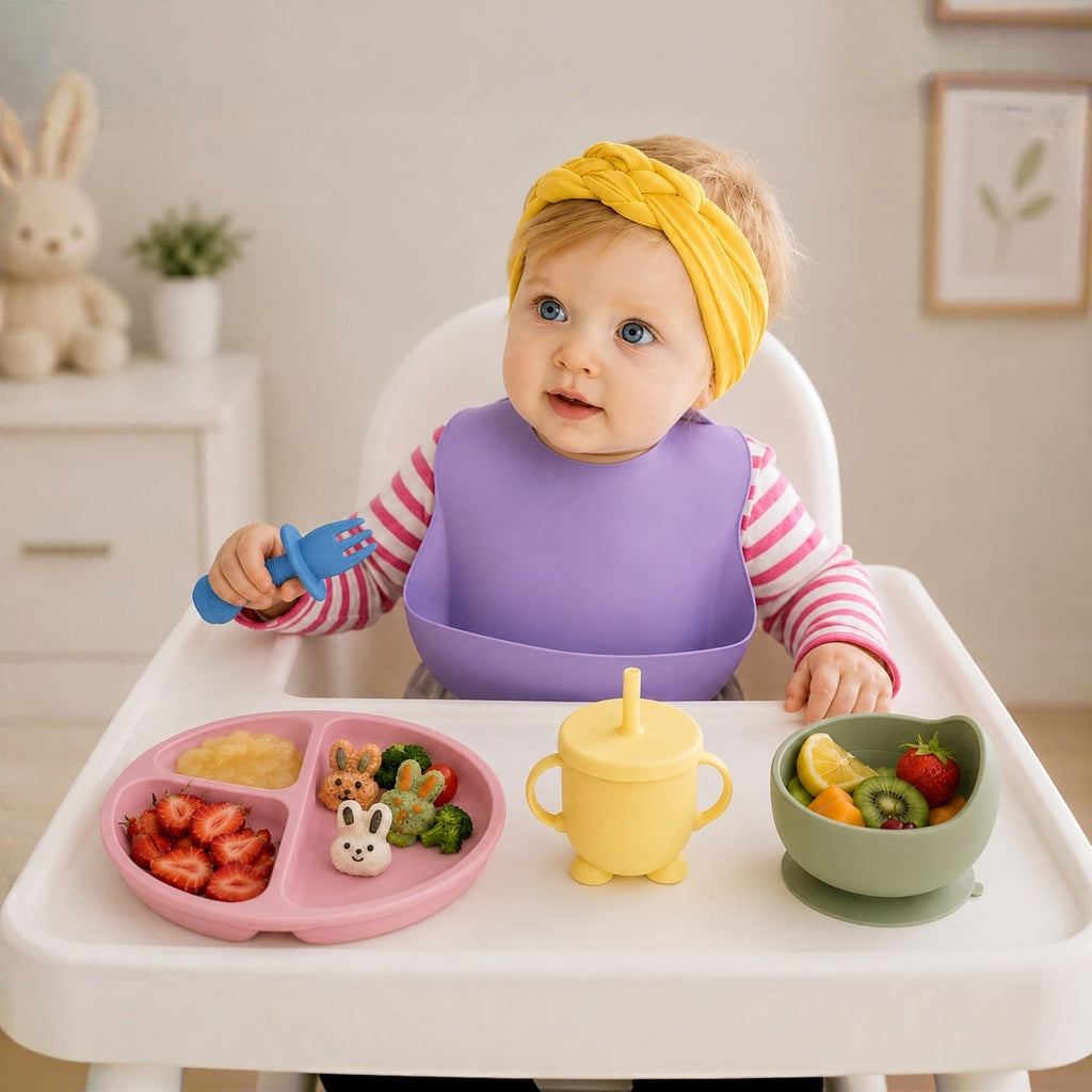 Set de Alimentación para Bebé | Silicón Grado Alimenticio | 8 Piezas