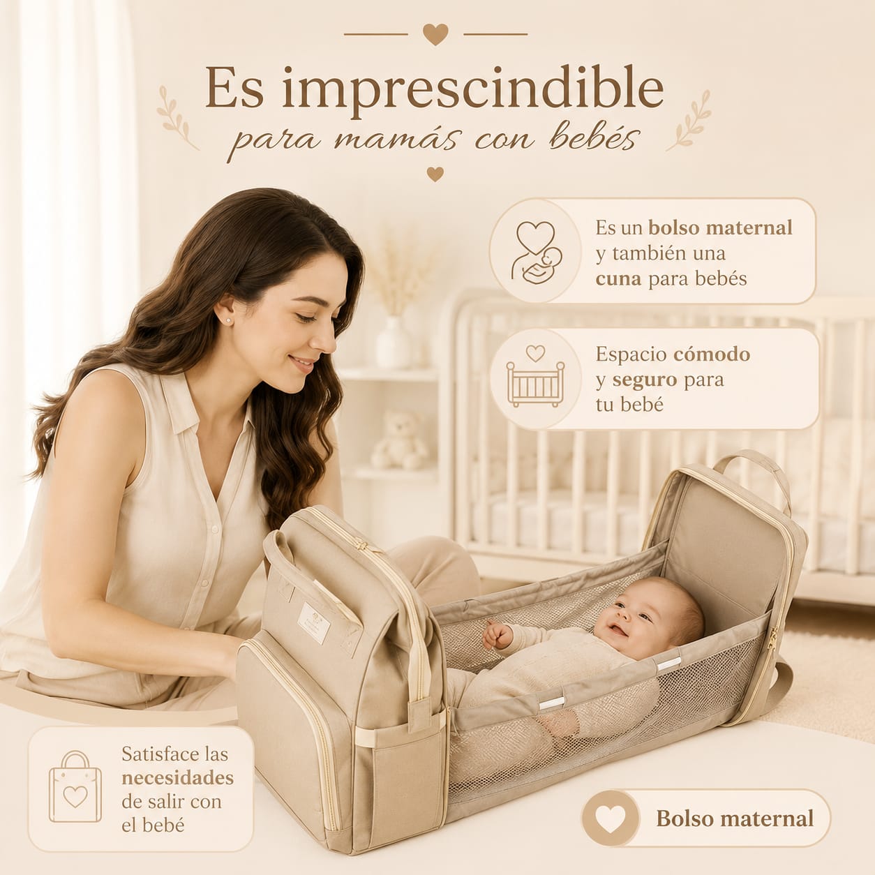 Mochila Pañalera Multifuncional | Cuna Plegable