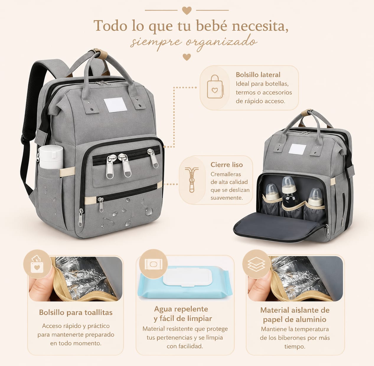Mochila Pañalera Multifuncional | Cuna Plegable