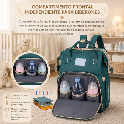 Mochila Pañalera Multifuncional | Cuna Plegable