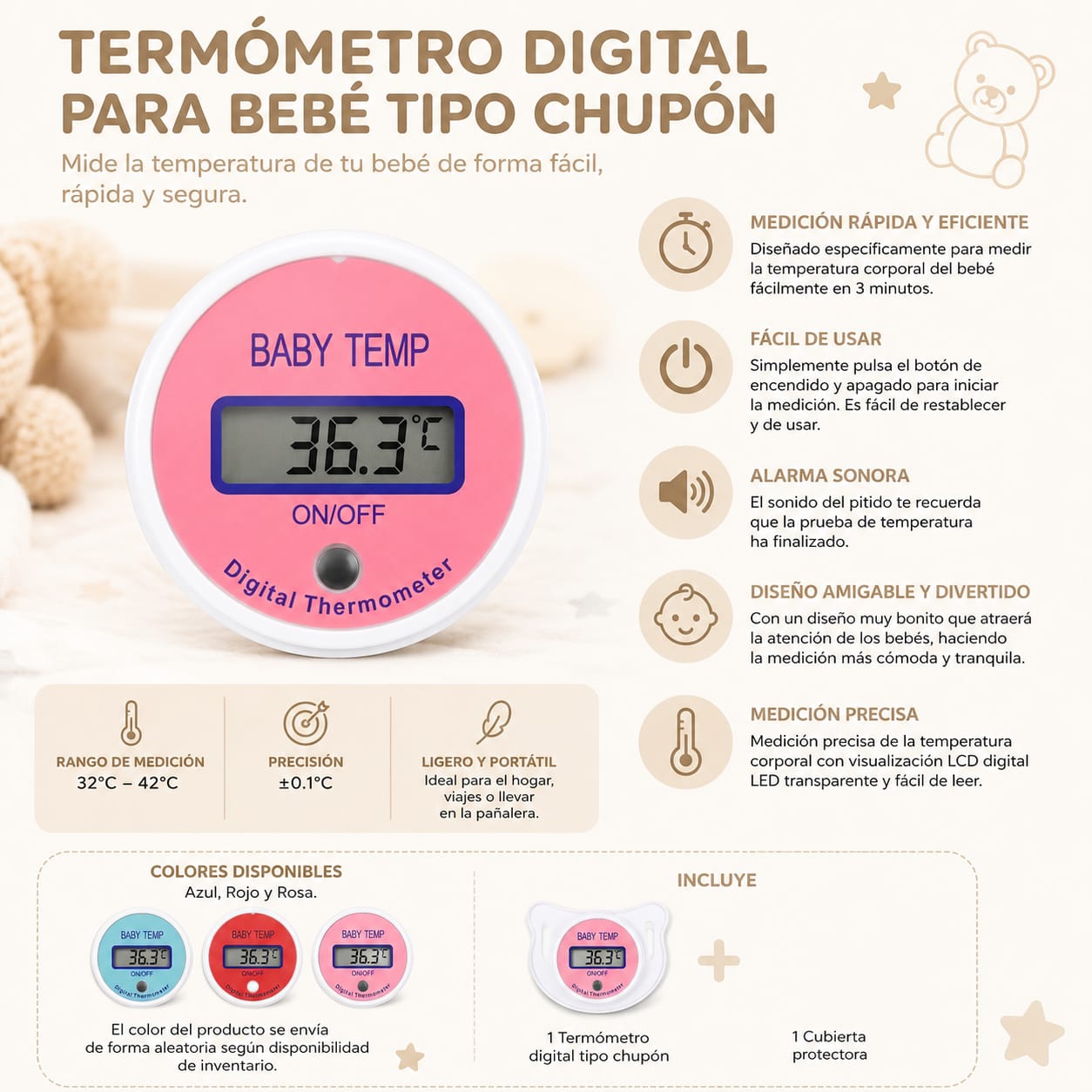 Termómetro Digital para Bebé | Forma de Chupón