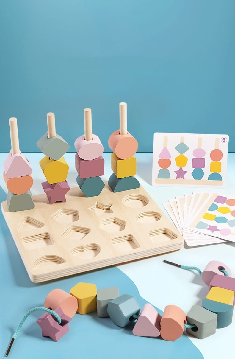Tablero Montessori 3 en 1 | Apilamiento y Clasificación