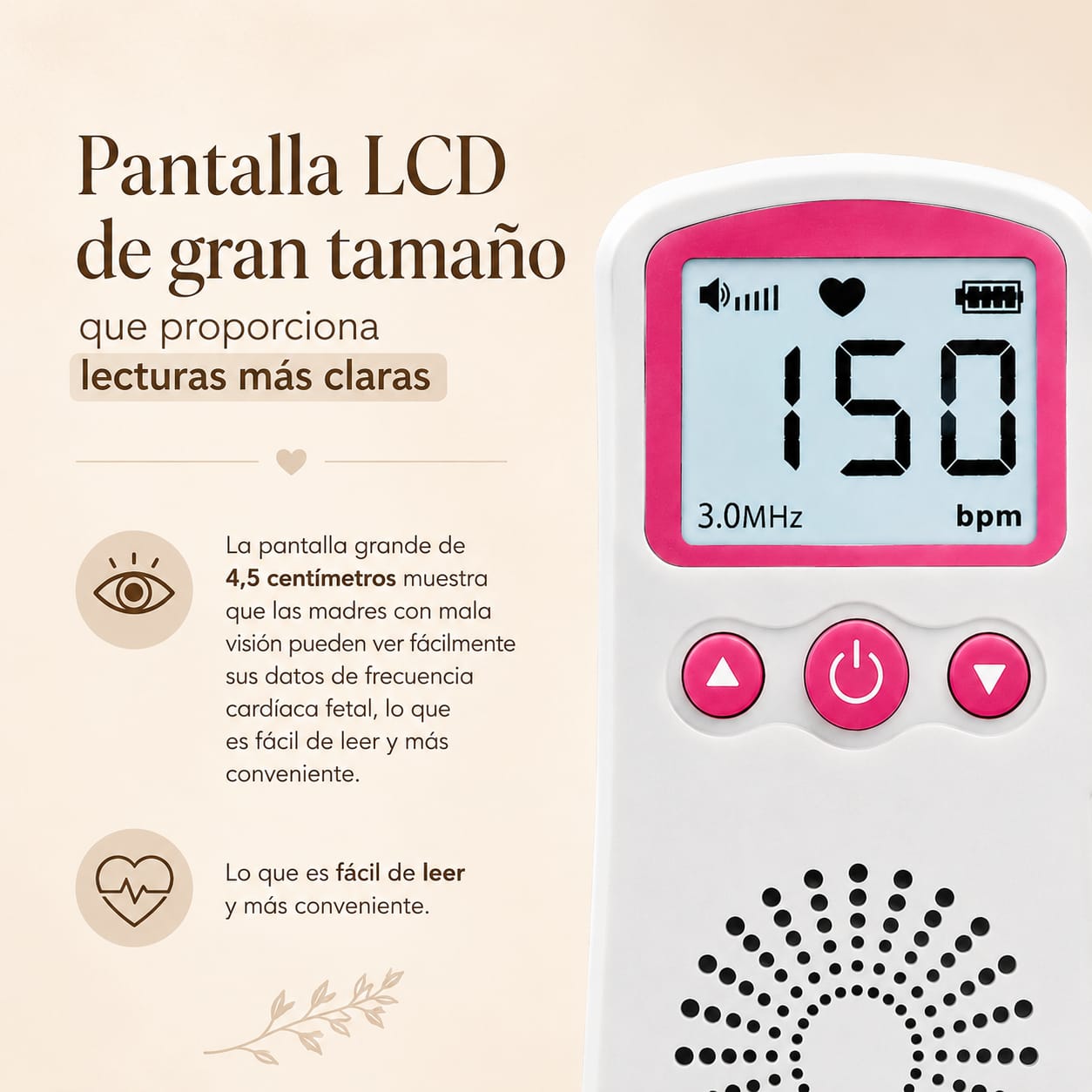 Doppler Fetal Portátil | Monitor de Latidos del Bebé