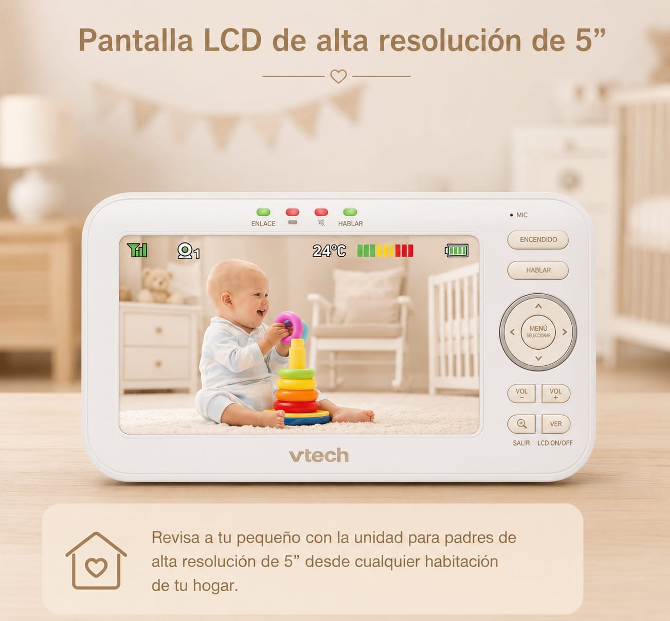 Monitor para Bebé | Cámara HD | Pantalla de 5 Pulgadas