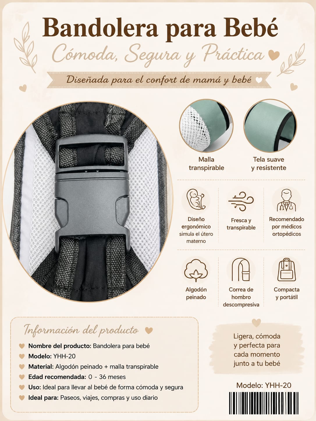 Portabebés con Asiento para Cadera