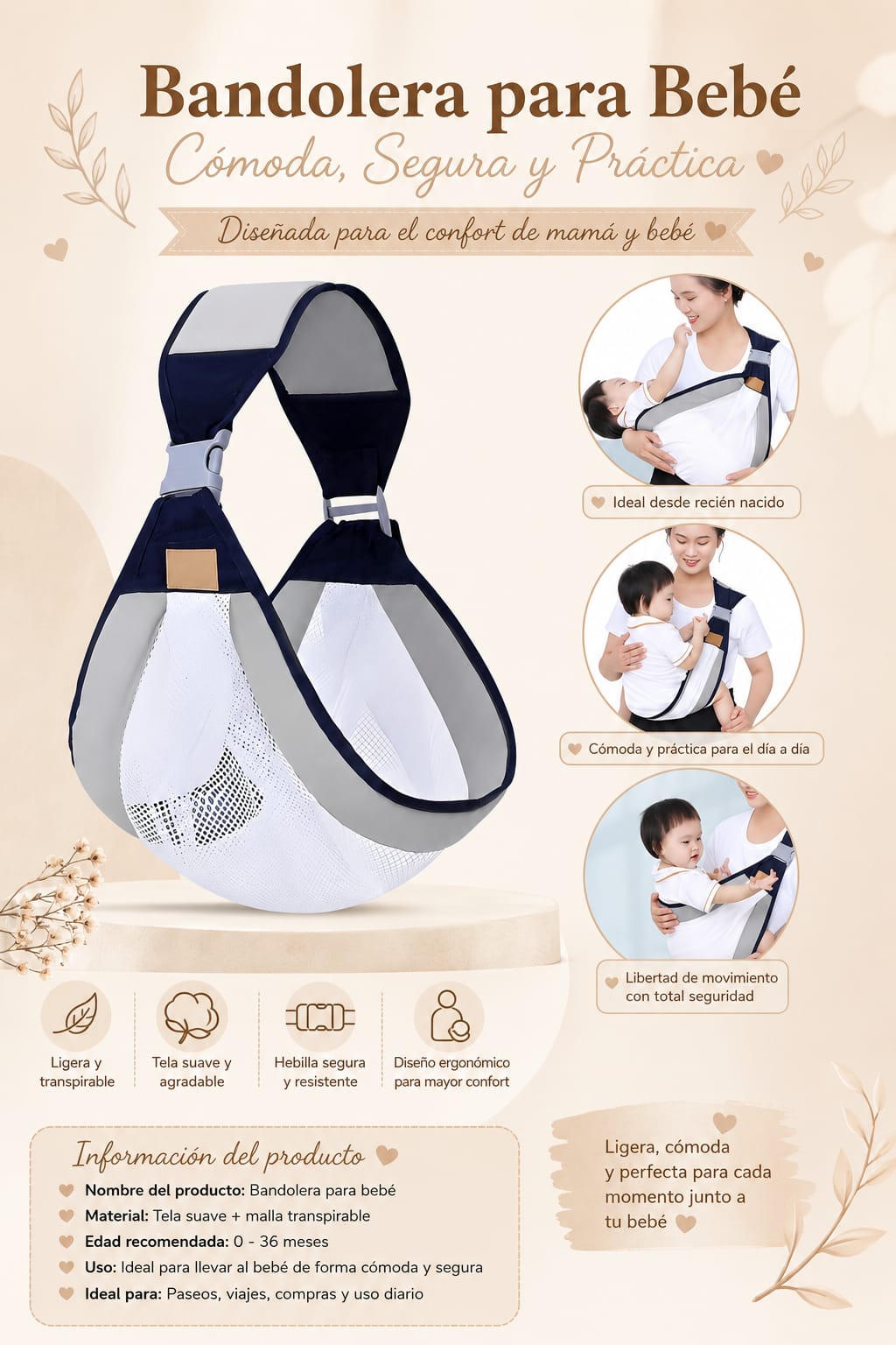 Portabebés con Asiento para Cadera