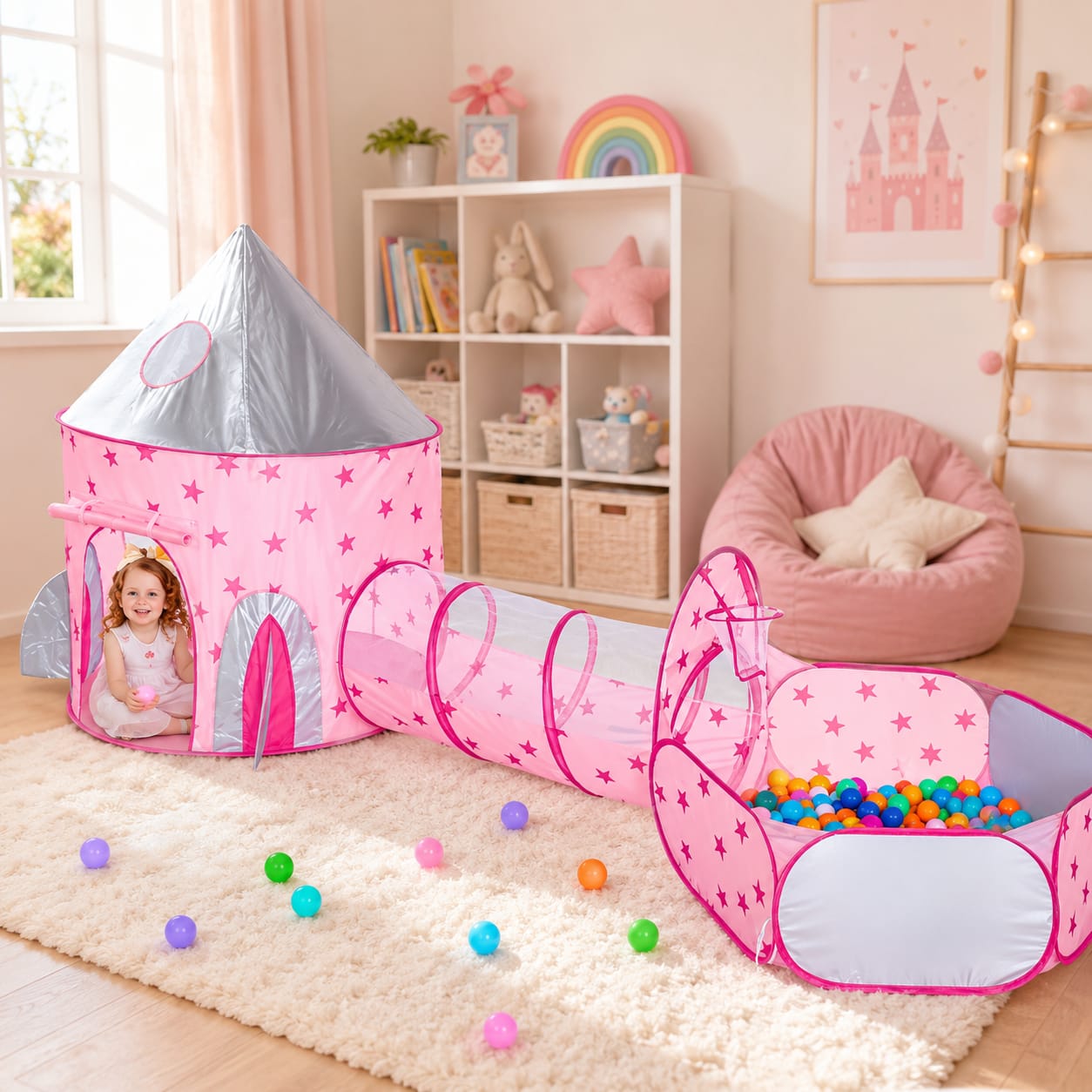 Carpa Infantil 3 en 1 | Túnel y Piscina de Pelotas
