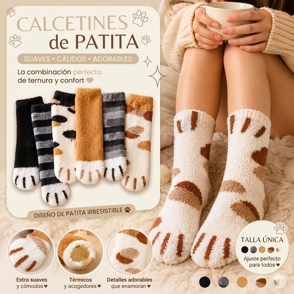 Calcetas Afelpadas | Diseño Huella de Gato
