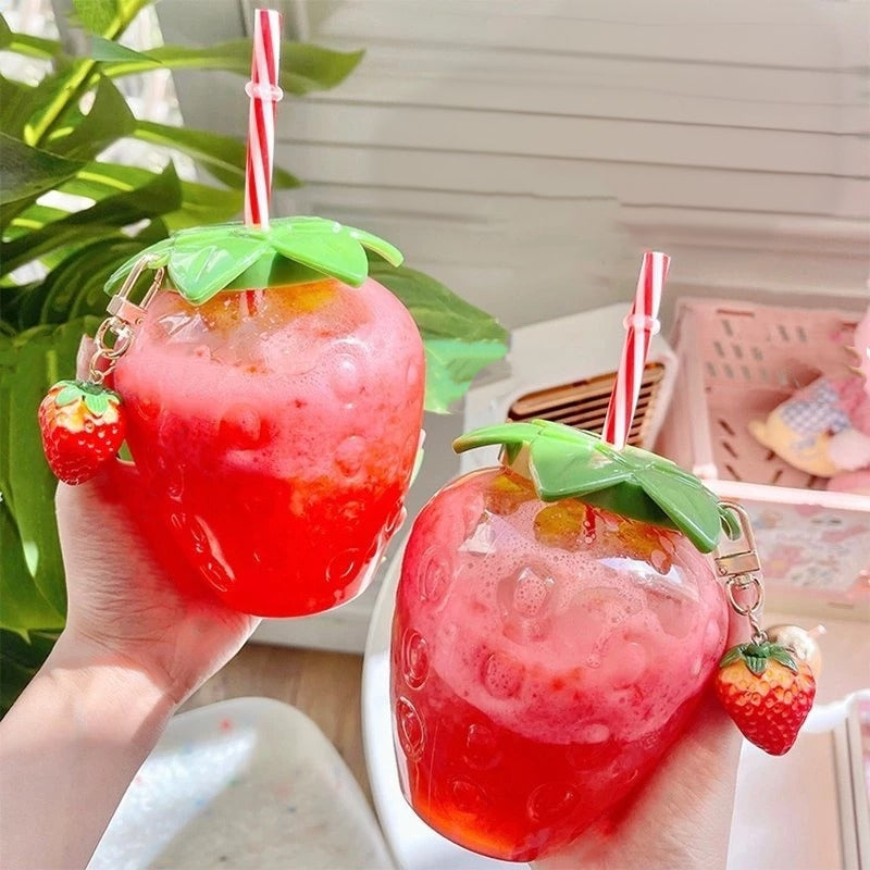 Vaso con Popote | Diseño Fresa | 500 ml