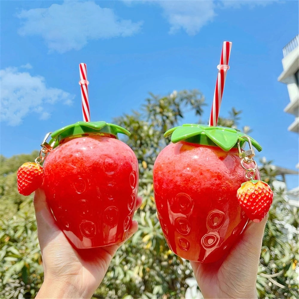 Vaso con Popote | Diseño Fresa | 500 ml