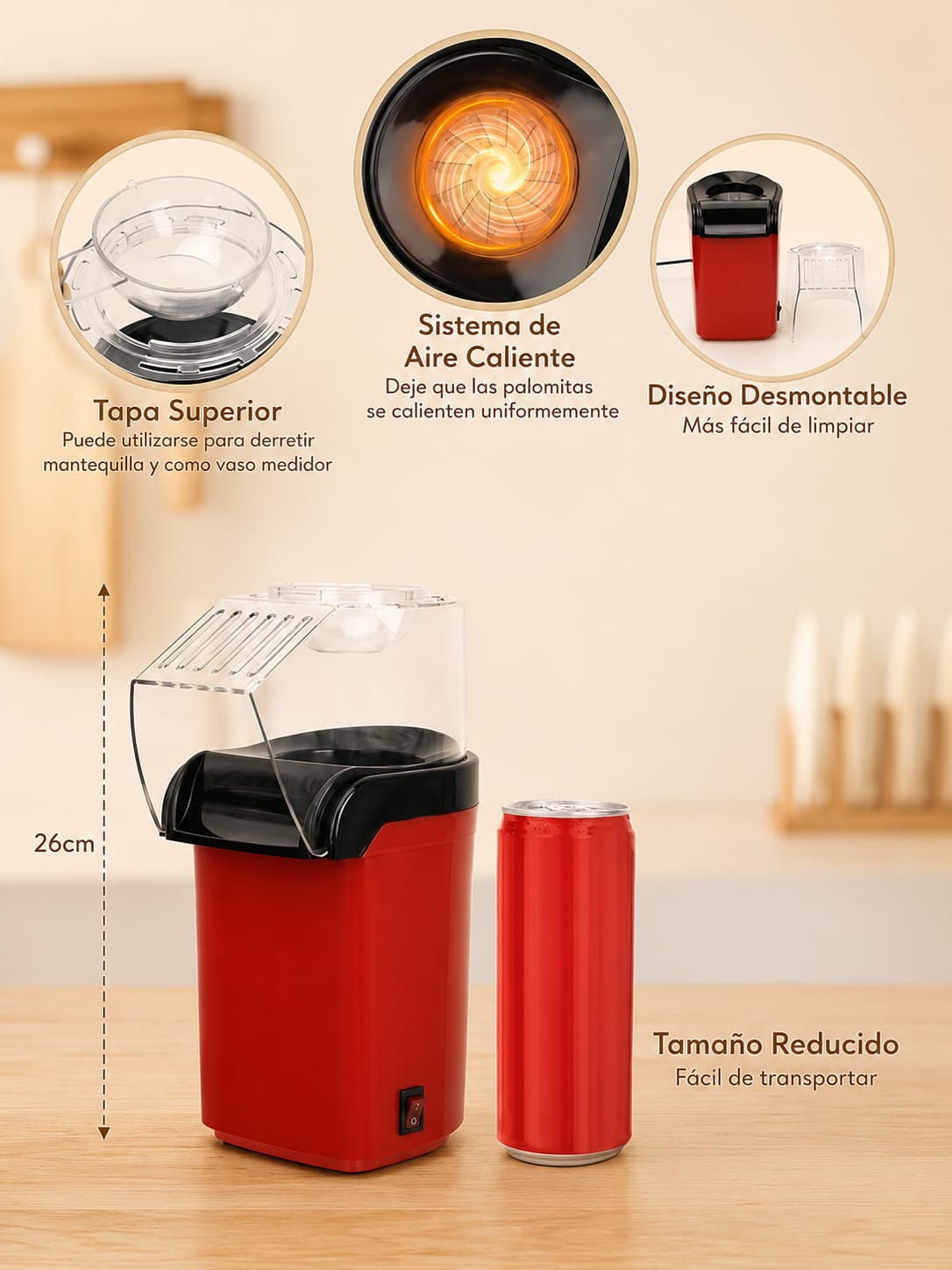Máquina para Hacer Palomitas | Eléctrica sin Aceite